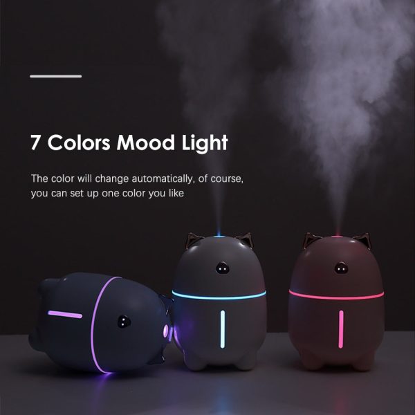 230ml Lovely Pig Ultrasonic Humidifier with Colorful Mood Light - Image 14