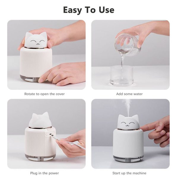 300ml Cartoon Air Humidifier with 2 Colors Mood Light - Image 7