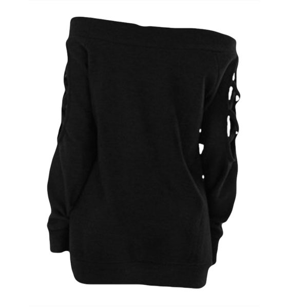 Crisscross Cutout Off The Shoulder Knitwear - Image 3