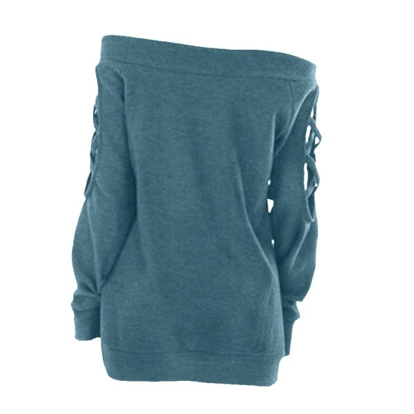 Crisscross Cutout Off The Shoulder Knitwear - Image 2