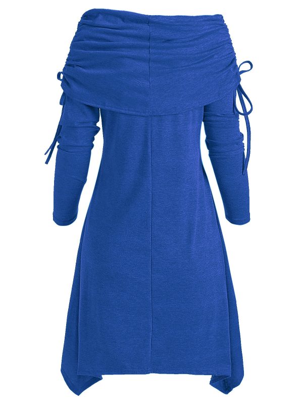Christmas Santa Claus Cinched Off Shoulder Asymmetrical Dress - Image 11