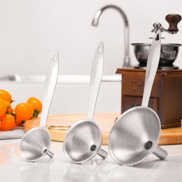 3pcs Stainless Steel Funnel Liquid Oil Water Filter