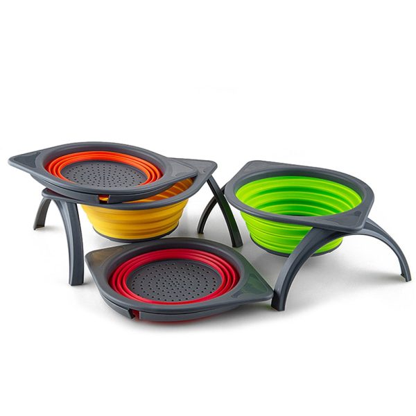 Collapsible Silicone Fruit Vegetable Washing Basket Strainer Bowl with Support Frames Kitchen Colander Drainer - Image 9