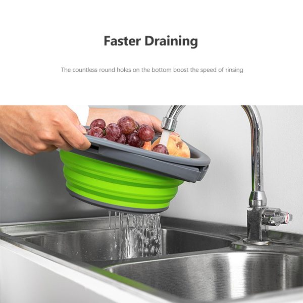 Collapsible Silicone Fruit Vegetable Washing Basket Strainer Bowl with Support Frames Kitchen Colander Drainer - Image 14
