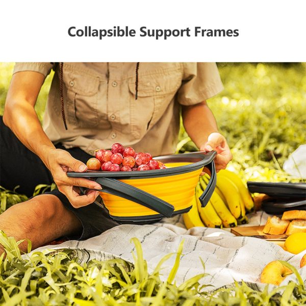 Collapsible Silicone Fruit Vegetable Washing Basket Strainer Bowl with Support Frames Kitchen Colander Drainer - Image 25
