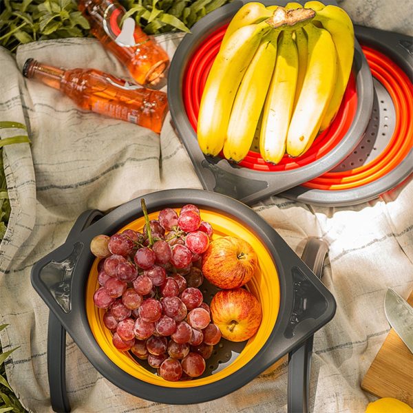 Collapsible Silicone Fruit Vegetable Washing Basket Strainer Bowl with Support Frames Kitchen Colander Drainer - Image 34