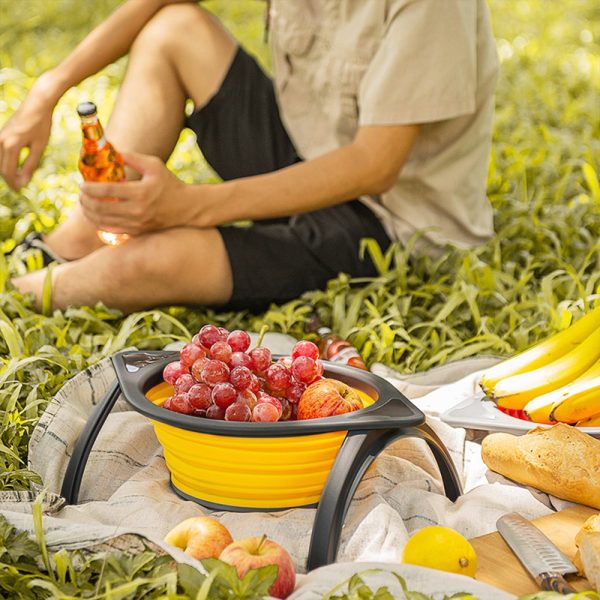 Collapsible Silicone Fruit Vegetable Washing Basket Strainer Bowl with Support Frames Kitchen Colander Drainer - Image 35