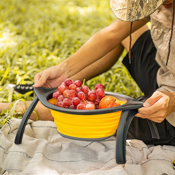 Collapsible Silicone Fruit Vegetable Washing Basket Strainer Bowl with Support Frames Kitchen Colander Drainer - Image 36