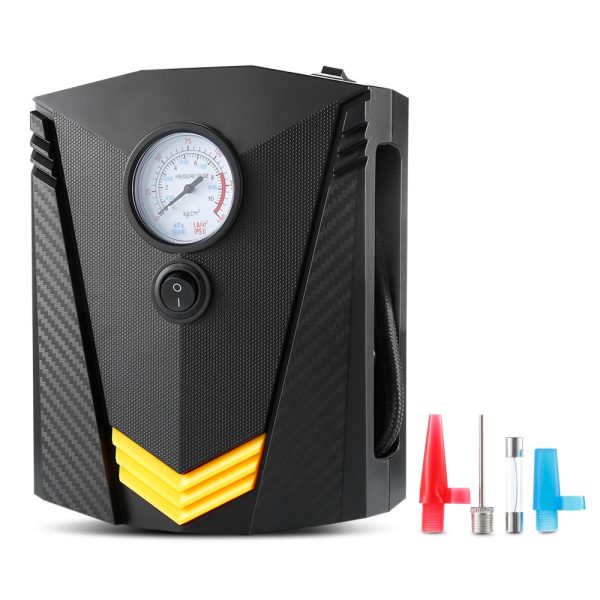 DC 12V 120W Portable Car Air Pump Clear Pressure Gauge LED Emergency Light for Kinds of Vehicles