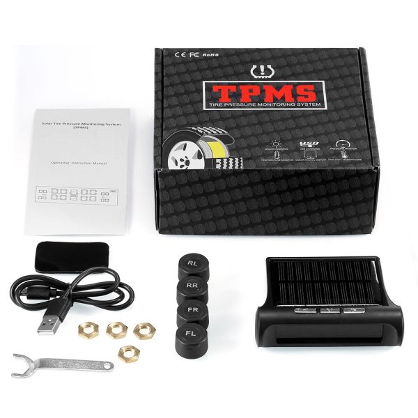 AutoLover TY02 Tire Pressure Monitoring System Solar TPMS USB Charging Clear Screen Real-time Tester 4 External Sensors - Image 8