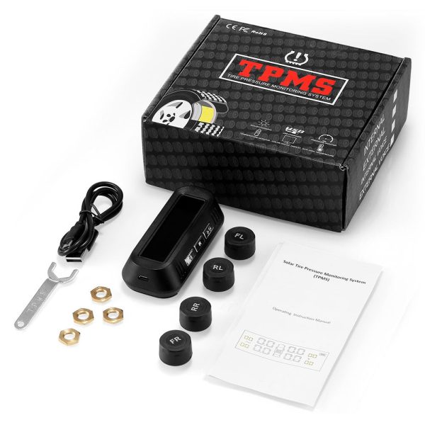 AutoLover TY16 Tire Pressure Monitoring System Solar TPMS USB Charging Clear Screen Real-time Tester 4 External Sensors - Image 8