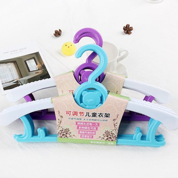 Cute Cartoon Bear Children Plastic Hanger Telescopic Adjustable Coat Drying Rack for Kids 5pcs