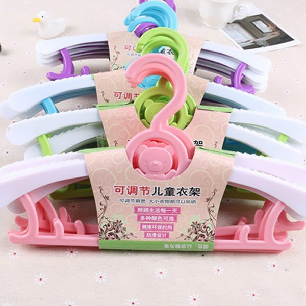Cute Cartoon Bear Children Plastic Hanger Telescopic Adjustable Coat Drying Rack for Kids 5pcs - Image 3