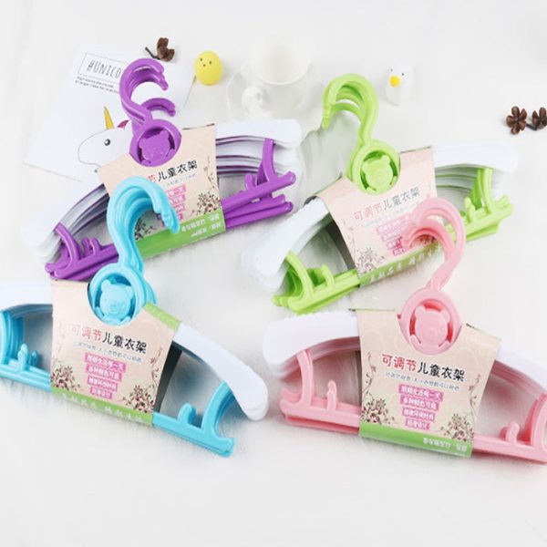 Cute Cartoon Bear Children Plastic Hanger Telescopic Adjustable Coat Drying Rack for Kids 5pcs - Image 7