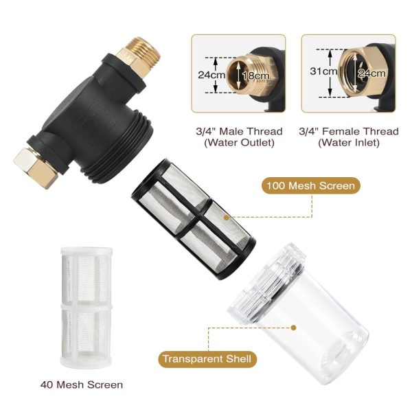 3/4" Garden Hose Filter for Pressure Washer Inlet Water - Image 3