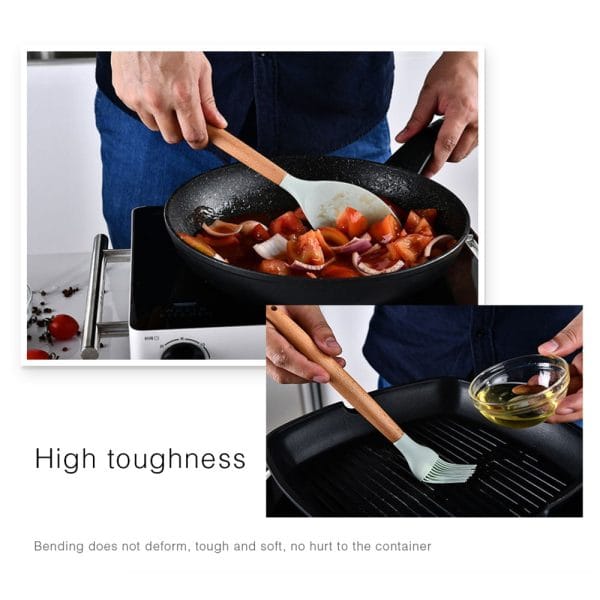 1PC Household Silicone Wooden Cooking Utensil Kitchenware - Image 14