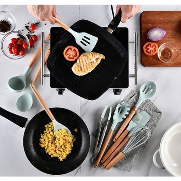 1PC Household Silicone Wooden Cooking Utensil Kitchenware - Image 16