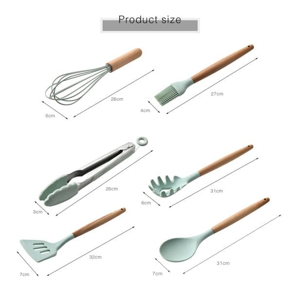 1PC Household Silicone Wooden Cooking Utensil Kitchenware - Image 24