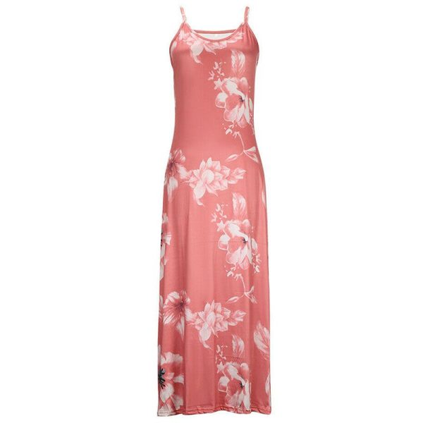 Boho Spaghetti Strap Floral Sling Dress Vintage Flower Print Sleeveless Long Maxi Dresses - Image 6