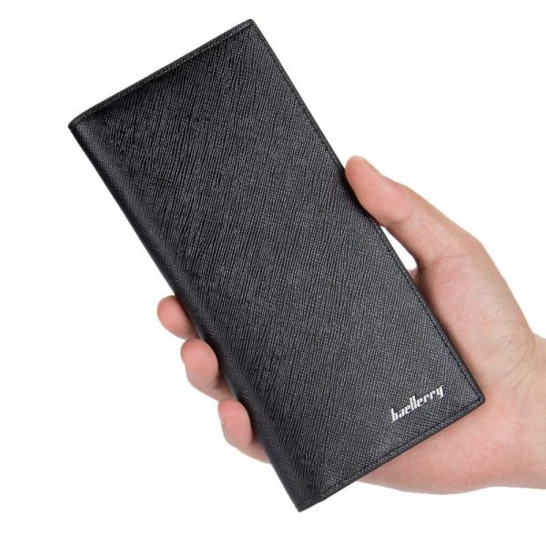 Baellerry Thin Soft Solid Color Long Vertical Photo Cash Card Wallet for Men - Image 2