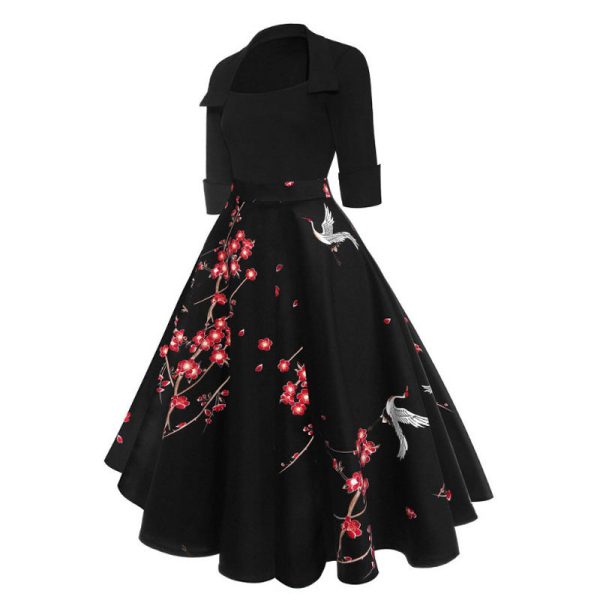 Blossom Printed Vintage Swing Dress - Image 2