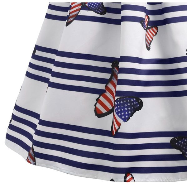 American Flag Butterfly Print Flare Dress - Image 6