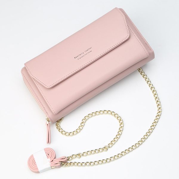 Baellerry Women PU Leather Chain Crossbody Shoulder Phone Bag Long Wallet