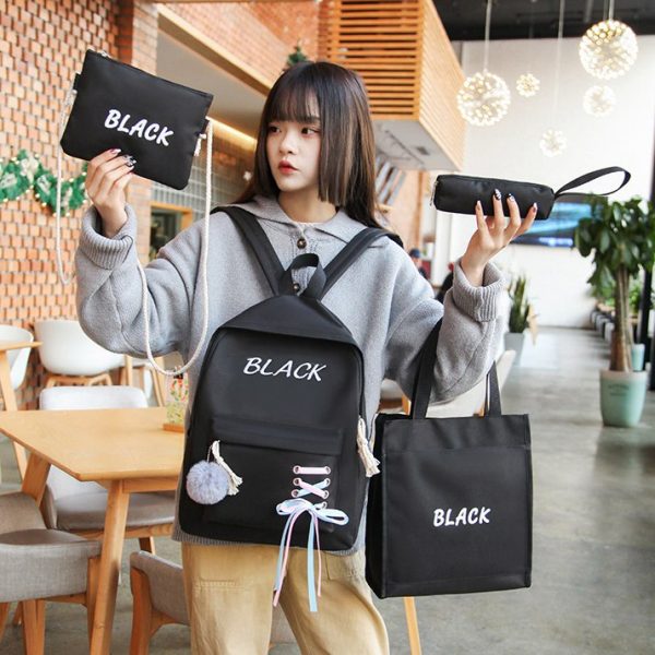 2019 NEW 4PCS Girls Casual Bag Letter Embroidered Lightweight Women Backpack - Image 2