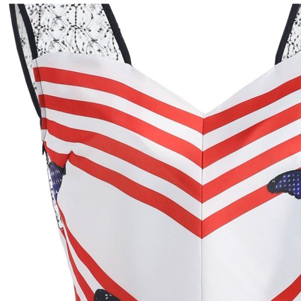 American Flag Butterfly Print Flare Dress - Image 3