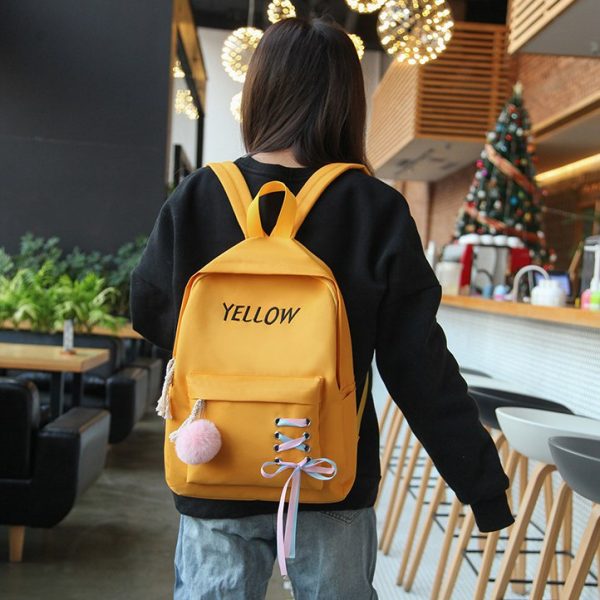 2019 NEW 4PCS Girls Casual Bag Letter Embroidered Lightweight Women Backpack - Image 4